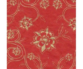 Nepaali paber MUSTRIGA 50x75cm - lilled ja väädid, punane